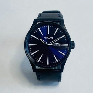 Nixon Sentry Leather 42 MM Black Blue Black